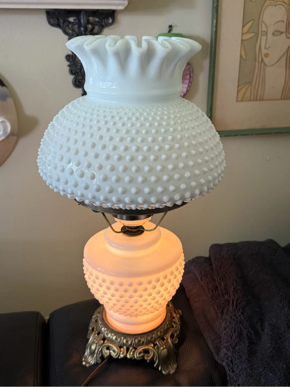 Vintage White Milk Glass Hobnail 